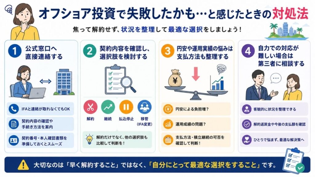 オフショア投資で失敗したかも…と感じたときの対処法