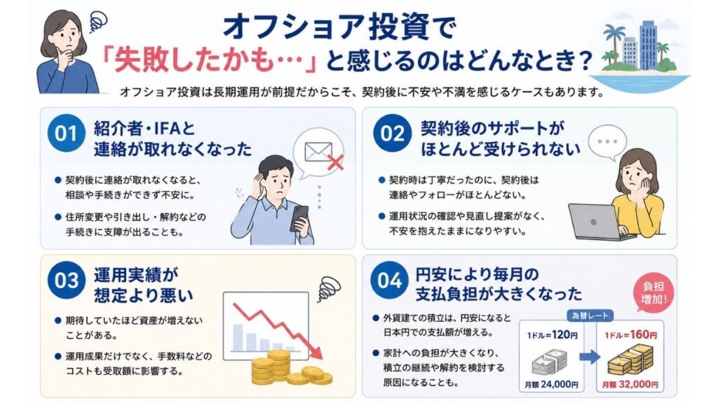 オフショア投資で「失敗したかも…」と感じるのはどんなとき？